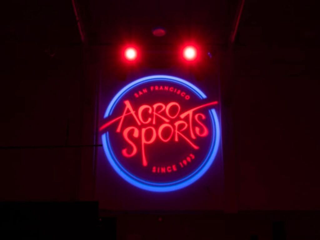AcroSports neon sign