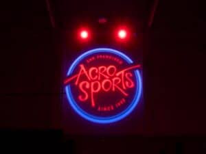 AcroSports neon sign